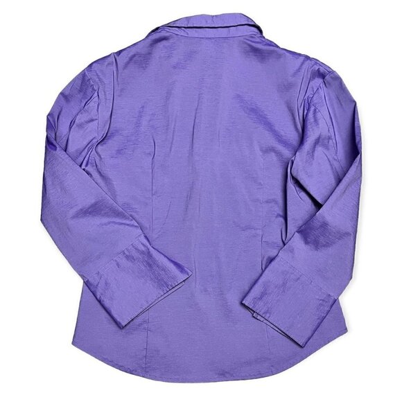 Mac & Jac Shiny Purple Button-Up Blouse Shirt - Womens 8 - Picture 4 of 4
